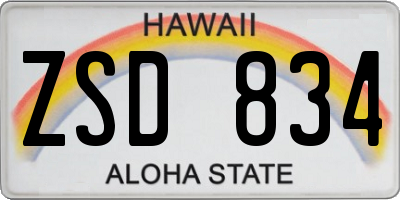 HI license plate ZSD834