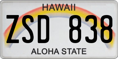 HI license plate ZSD838