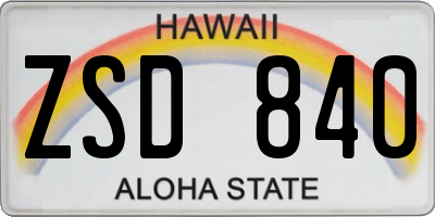 HI license plate ZSD840