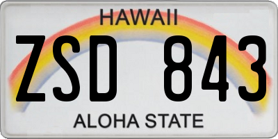 HI license plate ZSD843