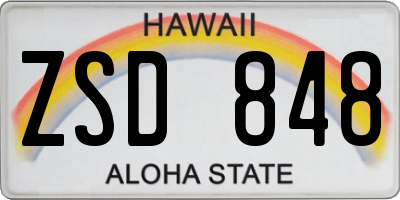 HI license plate ZSD848