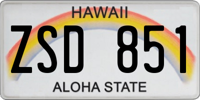 HI license plate ZSD851