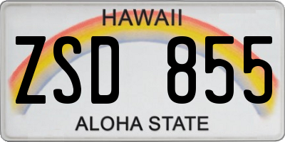HI license plate ZSD855