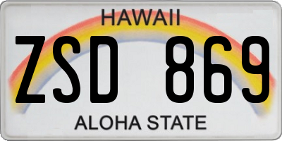 HI license plate ZSD869