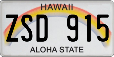 HI license plate ZSD915