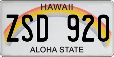 HI license plate ZSD920