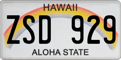 HI license plate ZSD929