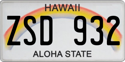 HI license plate ZSD932