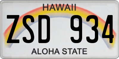 HI license plate ZSD934