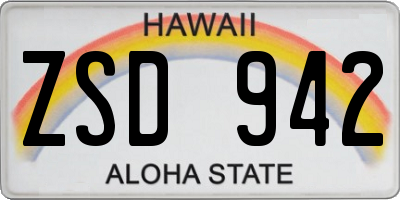 HI license plate ZSD942