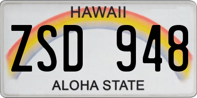 HI license plate ZSD948