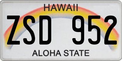 HI license plate ZSD952