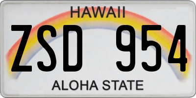 HI license plate ZSD954