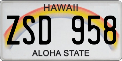 HI license plate ZSD958