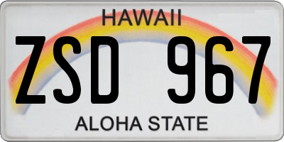 HI license plate ZSD967