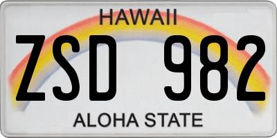 HI license plate ZSD982