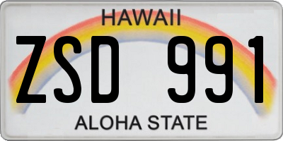 HI license plate ZSD991