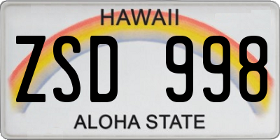 HI license plate ZSD998