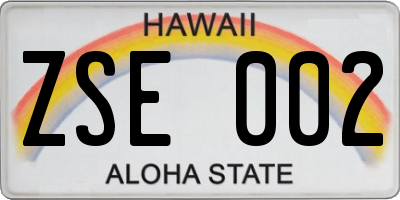 HI license plate ZSE002