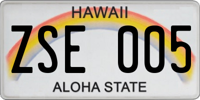 HI license plate ZSE005