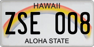 HI license plate ZSE008