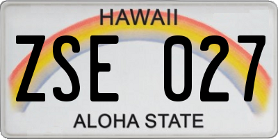 HI license plate ZSE027
