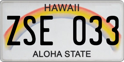 HI license plate ZSE033