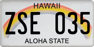 HI license plate ZSE035