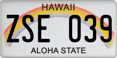 HI license plate ZSE039