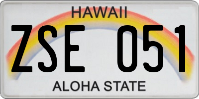HI license plate ZSE051
