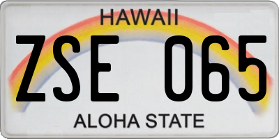 HI license plate ZSE065