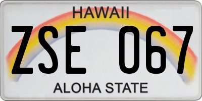 HI license plate ZSE067