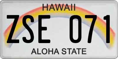 HI license plate ZSE071