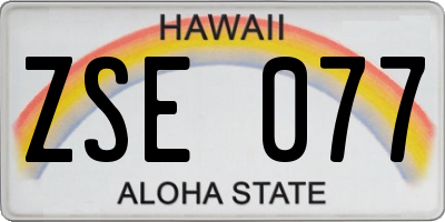 HI license plate ZSE077
