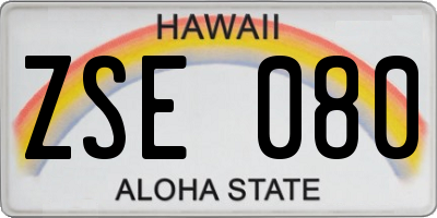 HI license plate ZSE080