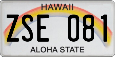 HI license plate ZSE081