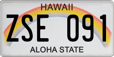 HI license plate ZSE091