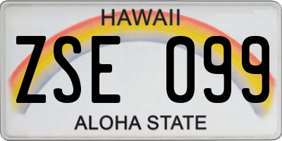 HI license plate ZSE099