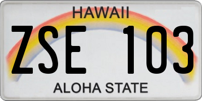 HI license plate ZSE103