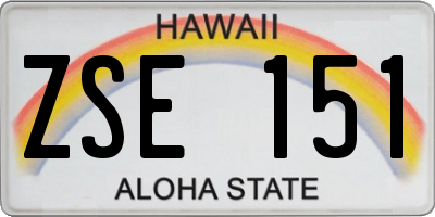 HI license plate ZSE151