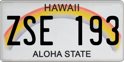 HI license plate ZSE193