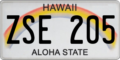 HI license plate ZSE205