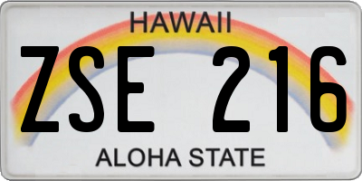 HI license plate ZSE216