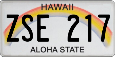 HI license plate ZSE217
