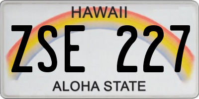 HI license plate ZSE227