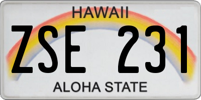 HI license plate ZSE231