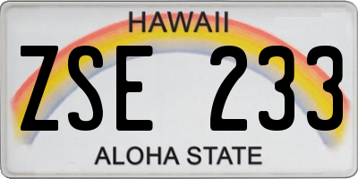 HI license plate ZSE233
