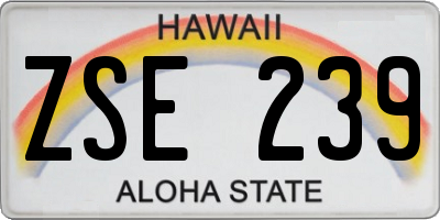 HI license plate ZSE239