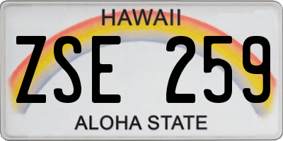 HI license plate ZSE259