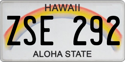 HI license plate ZSE292